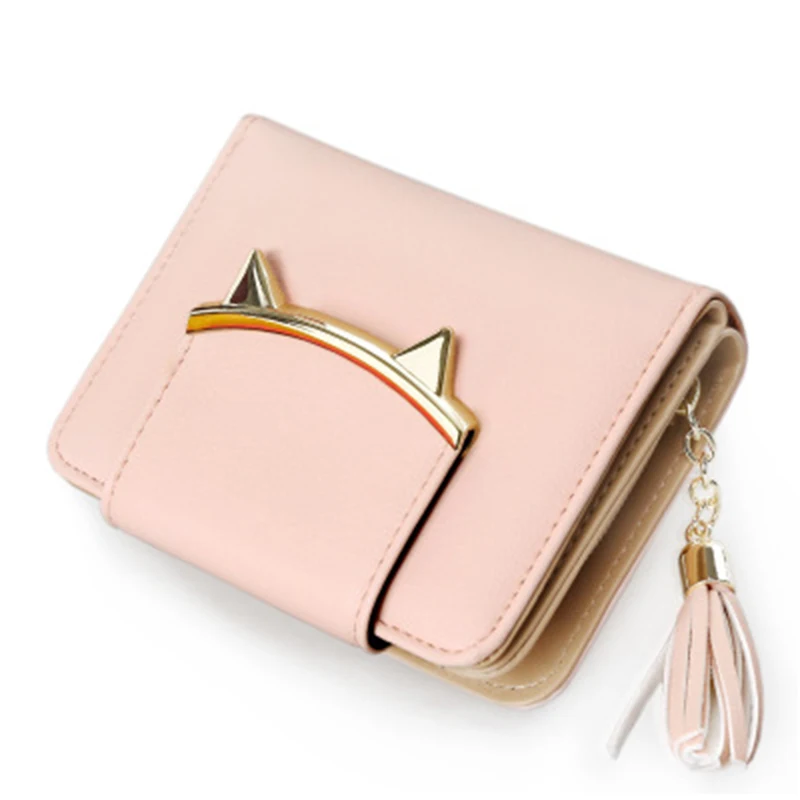 

2019 Fashion Tassel wallet femal Credit Cards Cute Small Portfel Leather Short Womens Wallets Zipper Purses Female Purse Clutch