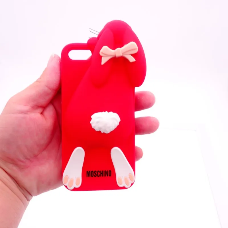 

Fashion Cute 3D Cartoon Rabbit MOSCHINOO Bow-knot Soft Rubber Silicone Case for iphone 5 5S 5G Phone Protective Cover