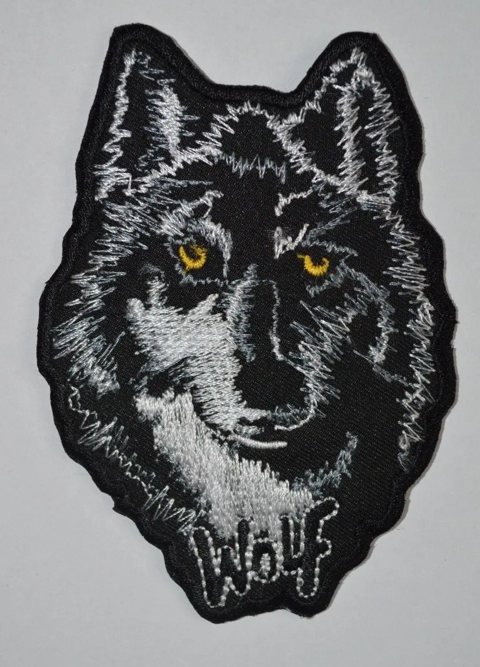 

WOLF Black Embroidered Iron On Sew On Patch Biker Heavy Metal Animal Badge