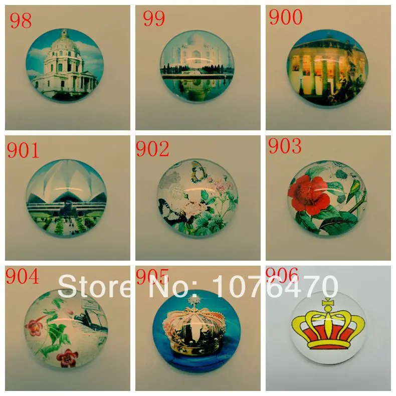 20mm 20pcs Round Glass Cabochon Crown Flower Famous Building Photos Covers Jewelry Findings | Украшения и аксессуары