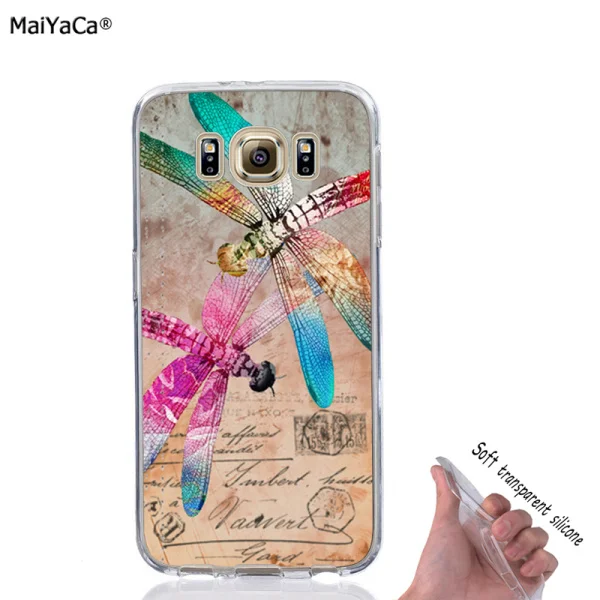 beautiful dragonflys soft transparent full silicone cases for samsung s4 s5 s6 edge plus s7 s7edge s8 s8plus s9 s9plus note 9 | Мобильные