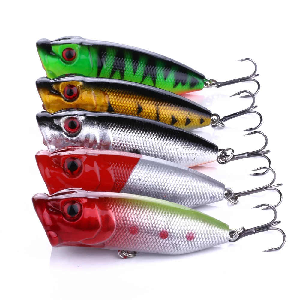 5pcs 13g 6.5cm Fishing Topwater Floating Popper Poper Lure Hooks Bait Crankbait
