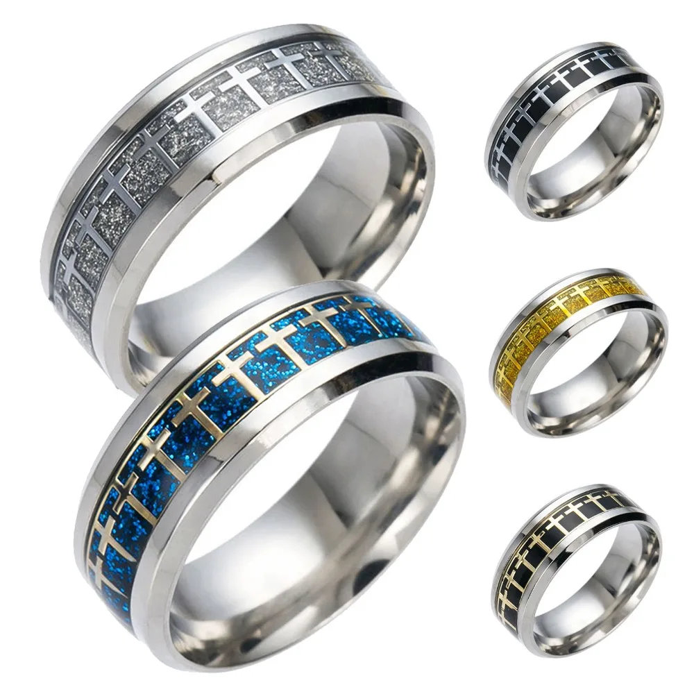 cross ring Titanium Steel Christian Catholic religious men rings Stainless Rings Engagement For Men Women | Украшения и