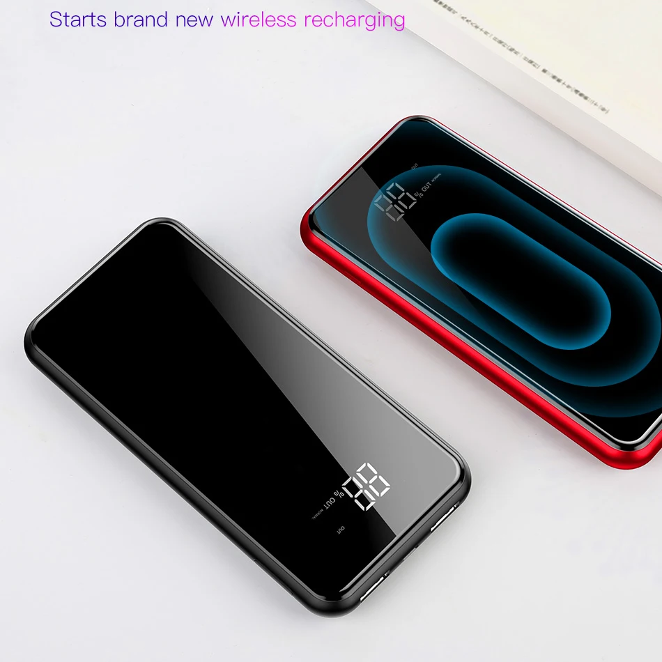 Baseus cargador inalámbrico QI portátil de 8000mAh para iPhone XS LCD cargador inalámbrico para Sam