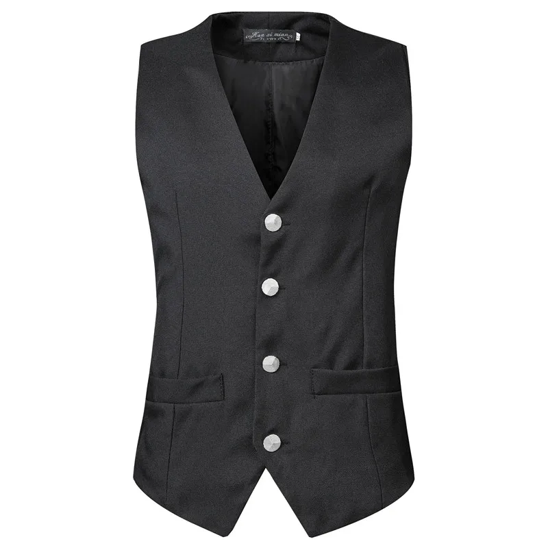 Black Men Vests Business Wedding Party Vest Men Simple Design Style, mens Waistcoat vests Asia