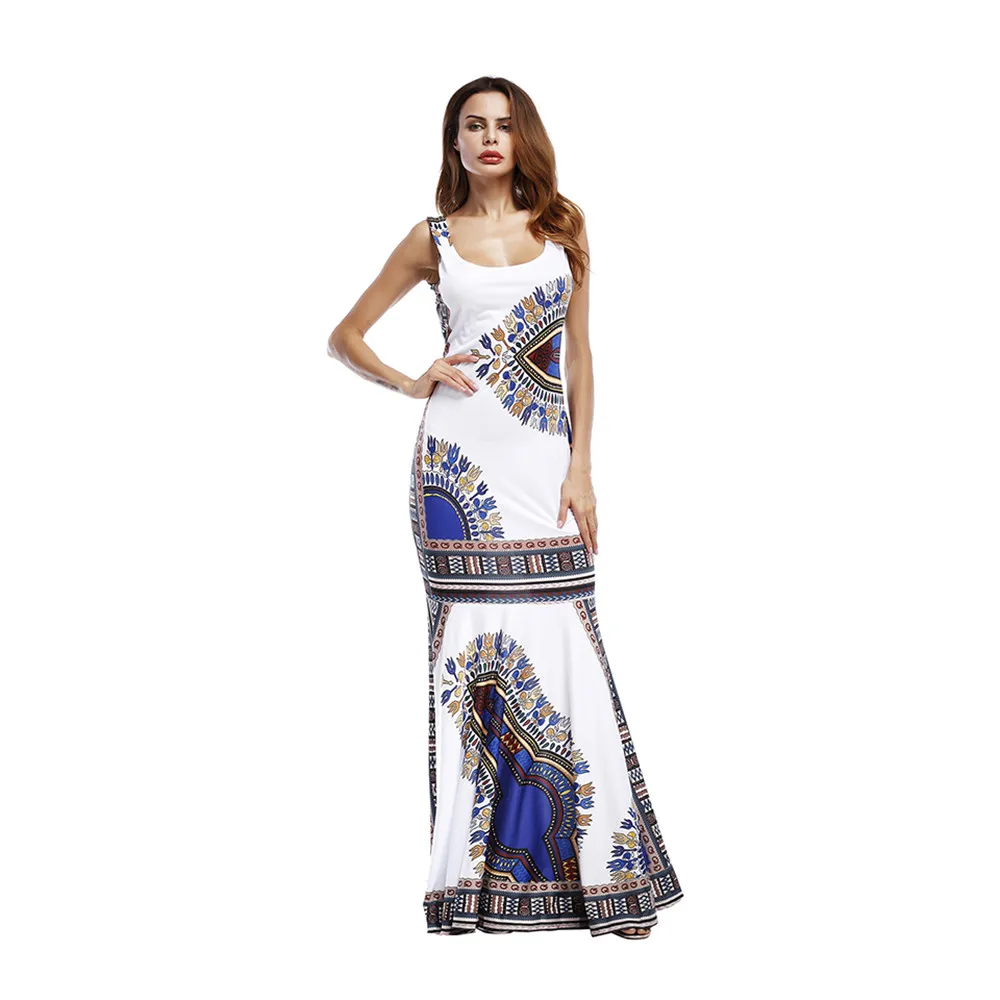Summer Folk African Dress 2017 Print Pencil Bodycon Long Maxi Work Dresses Women Mermaid Sleeveless O Neck Casual Party Dress (14)