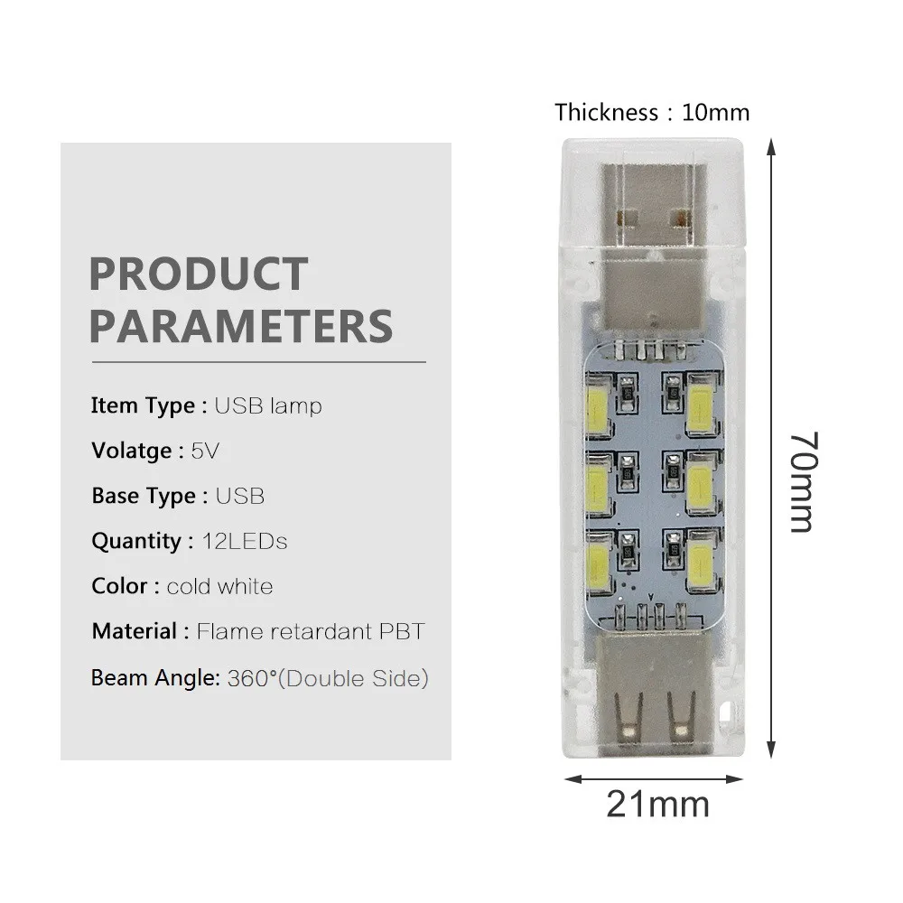1 шт. USB светодиодный Ночной светильник 12 Светодиодный s 8 светодиодный s 3 светодиодный s холодный белый светильник для чтения гаджет ноутбук Внешний аккумулятор компьютер