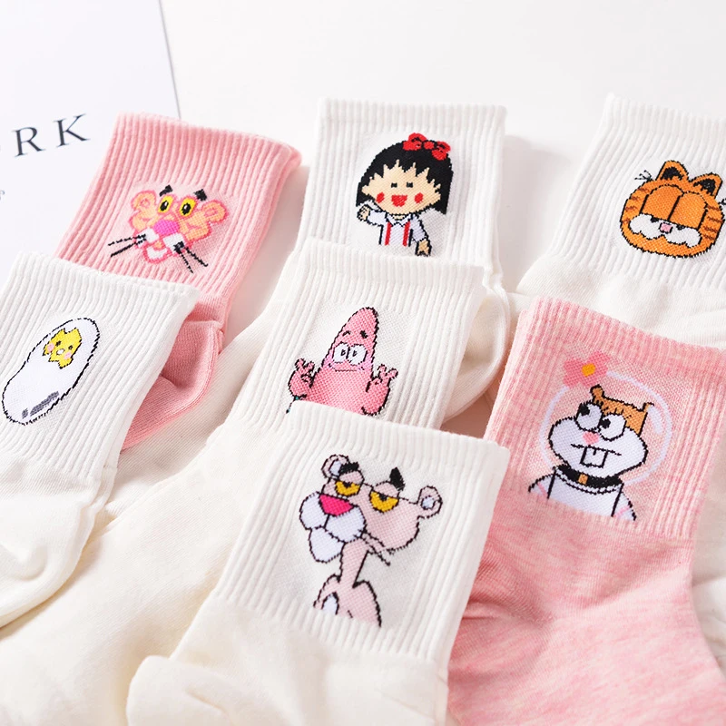 Корейские японские носки из хлопка с героями мультфильмов, мужские и женские разноцветные забавные короткие носки в стиле Харадзюку