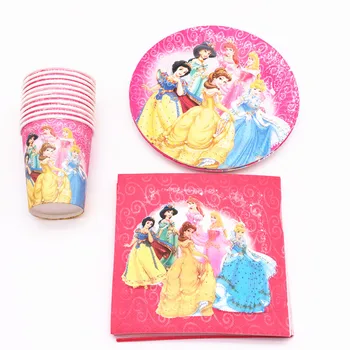 

40Pcs Six Princess cartoon Party Decoration Plates Cups Napkins Cover Baby Shower Birthday Decors Kids Party Supplies