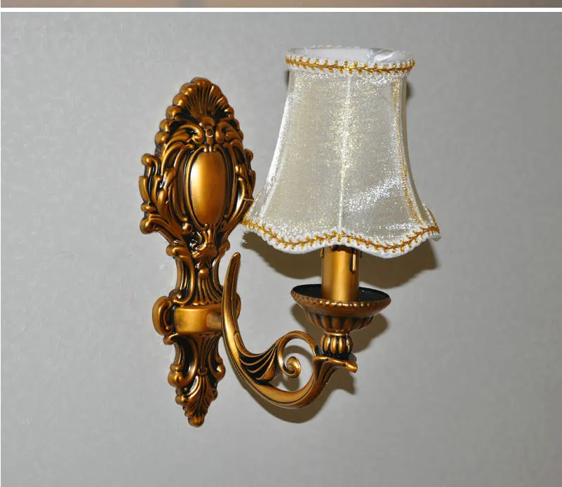 Современные античные, ретро, бронзовые настенный светильник Модные Винтажные ткани абажур прикроватная тумбочка для спальни бра E27 лампы