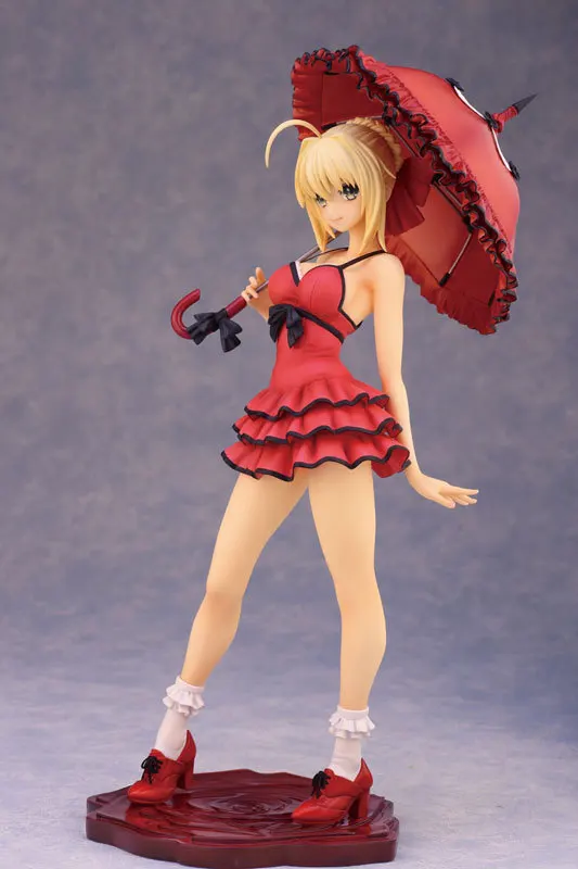 Новое поступление Аниме Фигурка Fate Stay Night Fate/Экстра меч цельное платье Ver In Red зонтик 25 см кукла, модель из ПВХ