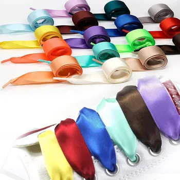 

1PAIR Fashion 80cm/90cm/100cm Flat Silk Ribbon Shoelaces Shoe Laces Sneaker Sport Shoes Lace One Pair Drop Shipping