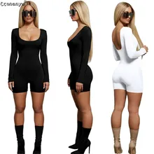Весенний женский комбинезон, сексуальный короткий комбинезон с длинным рукавом, женский комбинезон, черный, белый женский комбинезон