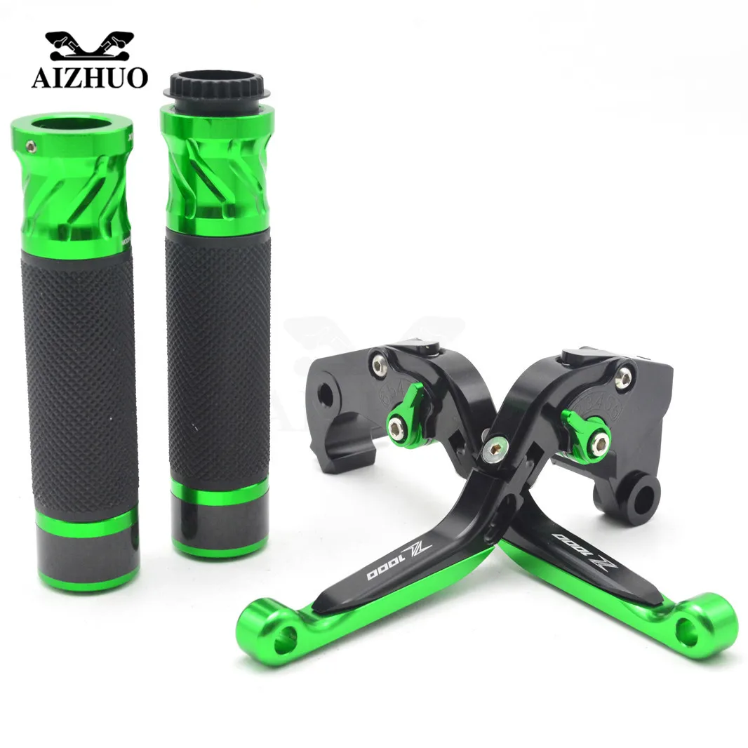 Motorcycle Clutch Brake Lever Handlebar Grips Adjustable CNC Aluminum Levers With Z1000 LOGO For Kawasaki Z1000 Z 1000 2007-2016