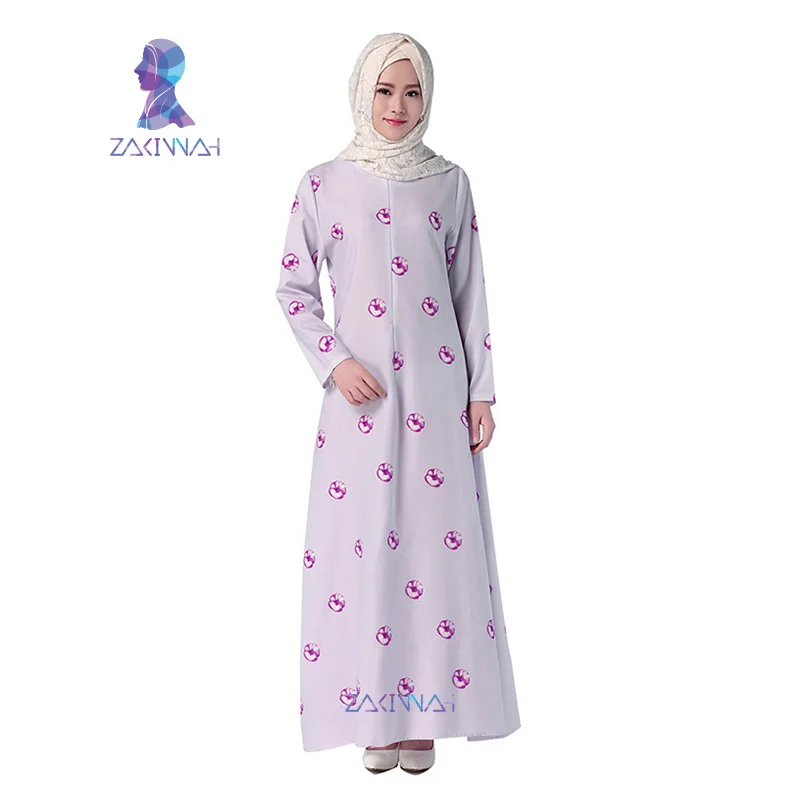 044 Abaya Latest Design Fashion Print Long Sleeve Muslim Dress Abaya