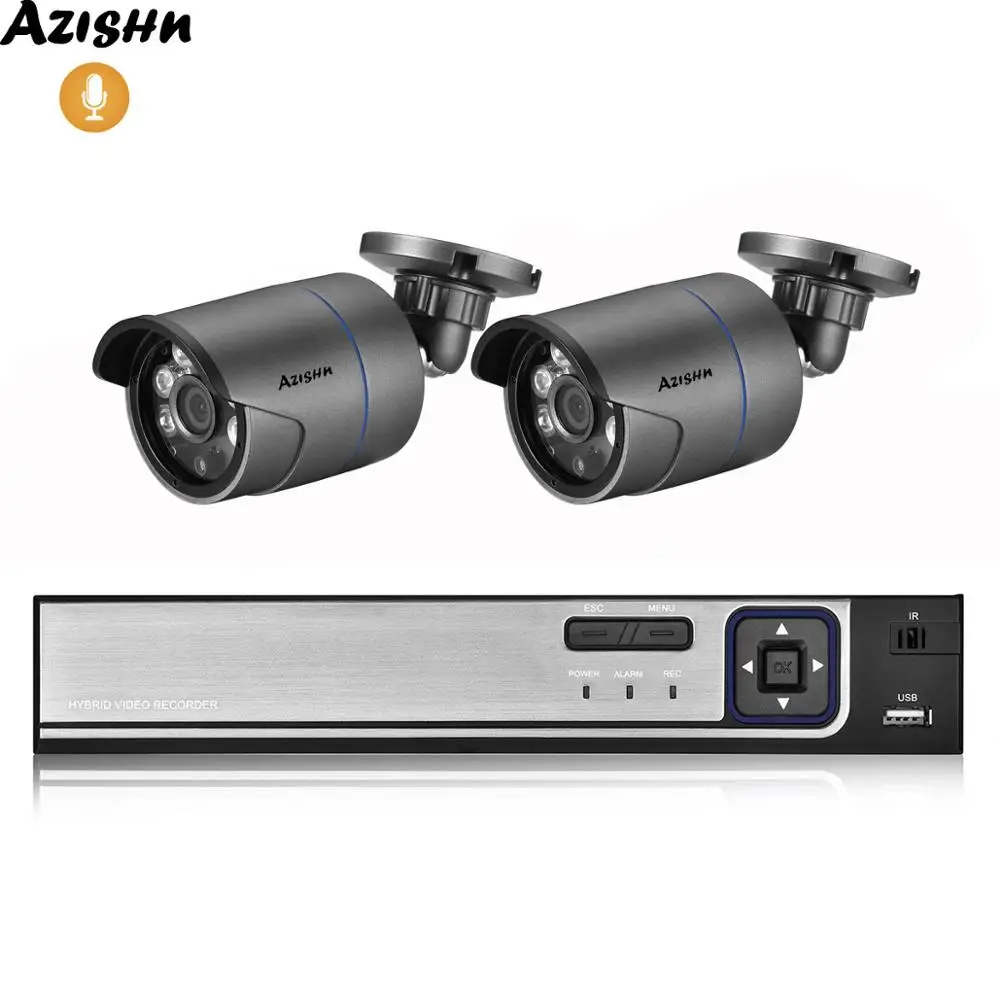 AZISHN 4CH 5MP POE NVR Sistema CCTV 5MP/4MP/2MP HD Esterno H.265 Audio di Sicurezza IP Della Macchi
