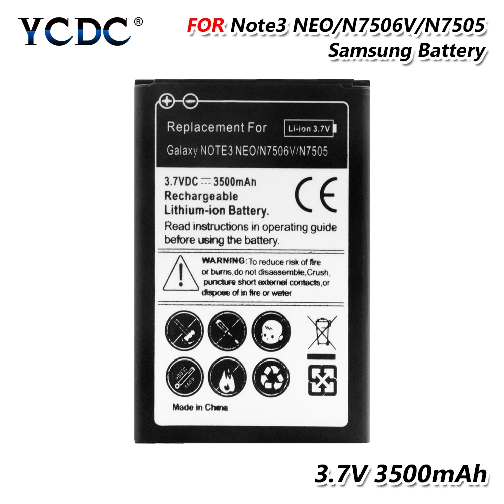 YCDC 3,7 V литий-ионный аккумулятор 3500mAh Сменный аккумулятор для SAMSUNG GALAXY Note 3 Mini Note 3 Neo SM-N750/N7502/N7505/N7506/N7507