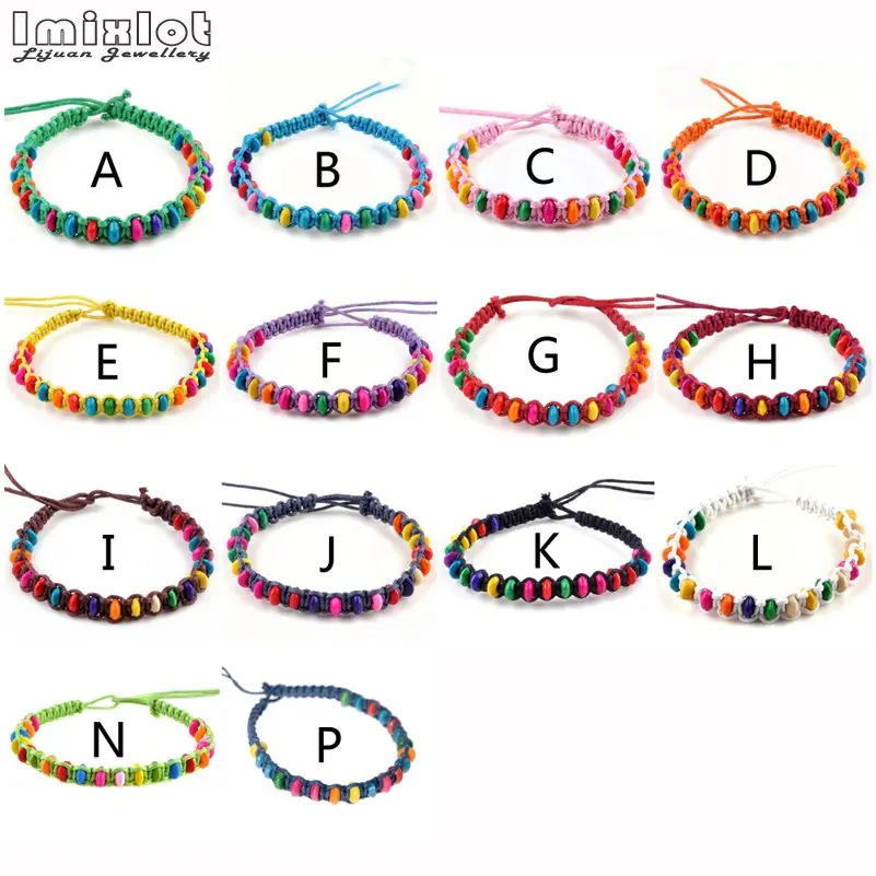 10pcs/lot Colorful Wood Beads Weave Rope String Children Girl Friendship Bracelets - Image 6