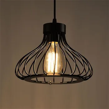 

Retro wrought Chandelier iron office Nordic retro industrial wind bird cage creative bar loft small iron cage chandelier D1