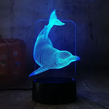 

Amroe New Children's lamp for Baby Kids 3D LED Cartoon Night Light Dolphin Desk Sleep Lamp Creative Bedroom Cafe Home Decor
