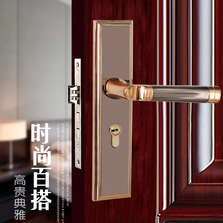 

Fechadura Digital Modern Simple Door Lock Room, Bedroom Lock, Three Sets Of Solid Wood Handle, Mute Household Anti-theft Lock.