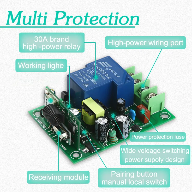 30A беспроводной светильник, таймер нагревателя воды, дистанционное управление, 1 способ, переключатель водяного насоса, умная лампа, гаджеты, 433 МГц, 110 В, 240 В