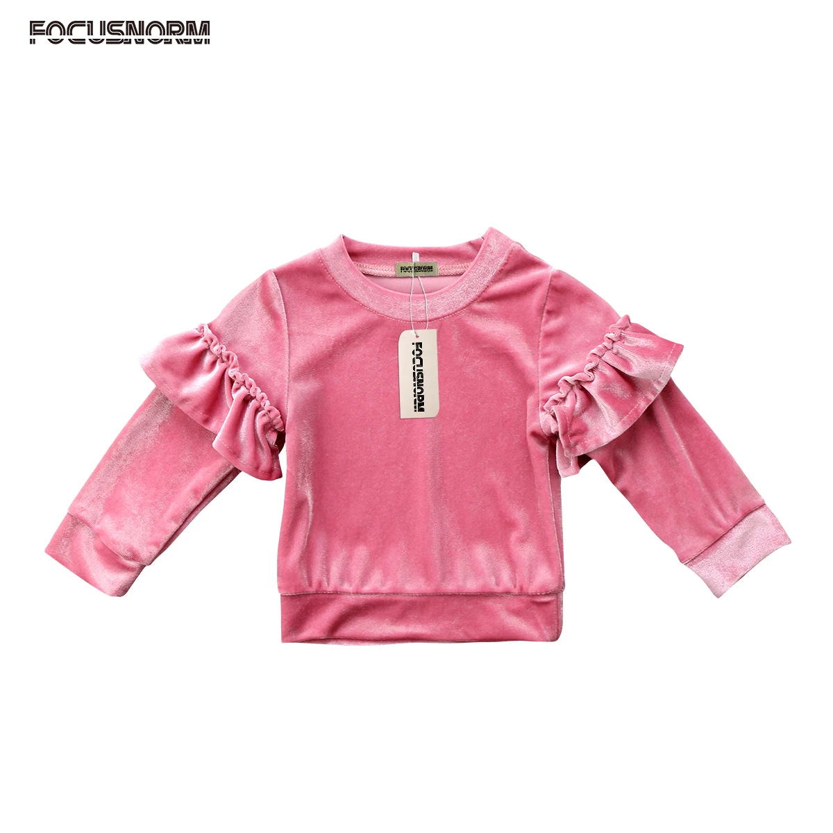

Cute Kids Baby Girls Velvet Fleece Tops Ruffle Long Sleeves T-shirt Long Sleeve Sweatshirt Clothes