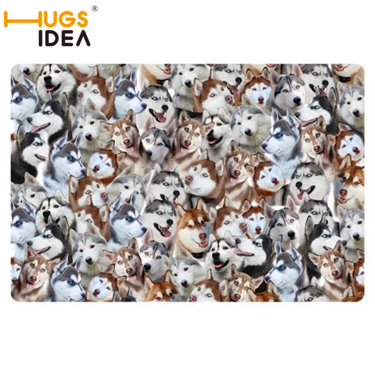 Hugsidea Creative Entrance Carpets Funny Rubber 3d Husky Pug Dog