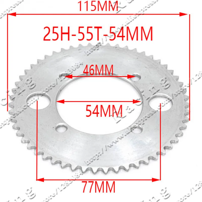 25H 55t 65t 68t 70t 80t 92t зуб 29/54/55 мм Задняя звездочка для 47CC 49CC Мини Мото квадроцикл Грязь Яма карманный велосипед - Цвет: 25H-55T-54MM