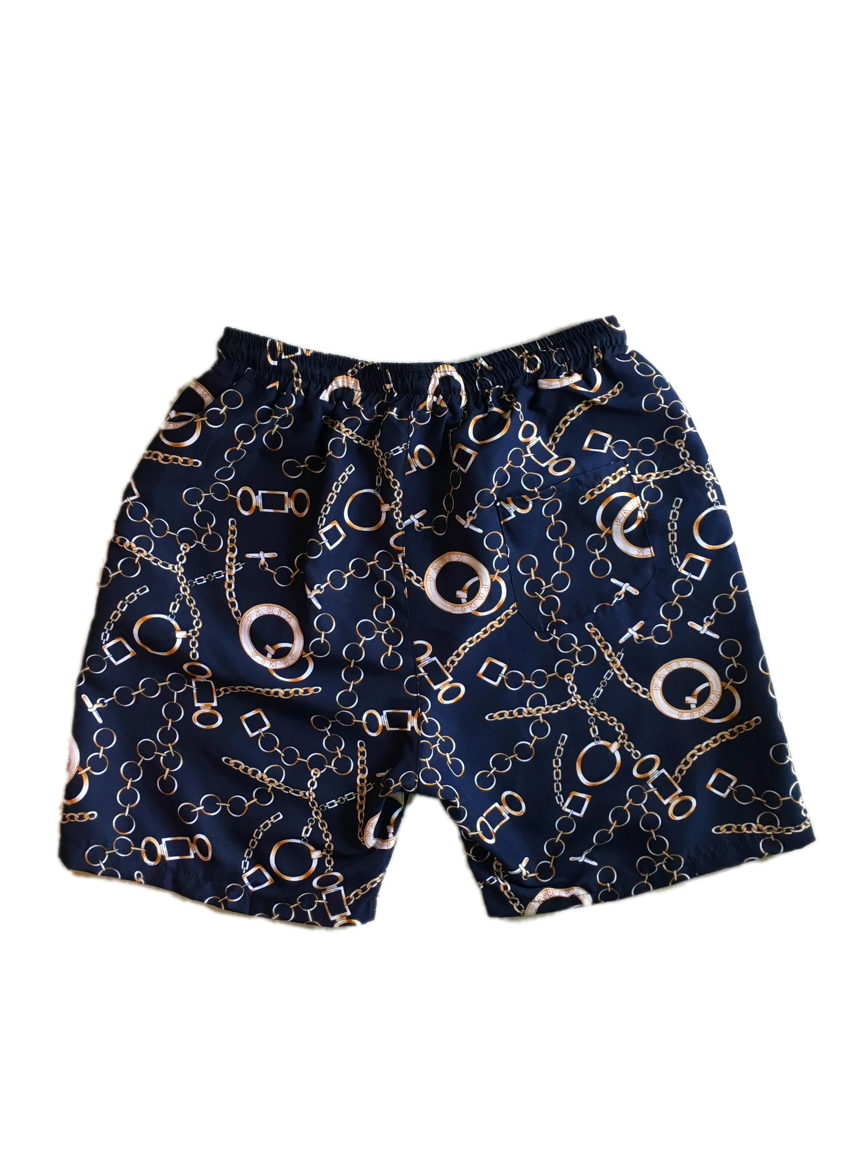 Мужские повседневные короткие штаны летние пляжные Гавайские шорты с золотой цепочкой темно-синие шорты для мужчин Бермуды мужские деловые