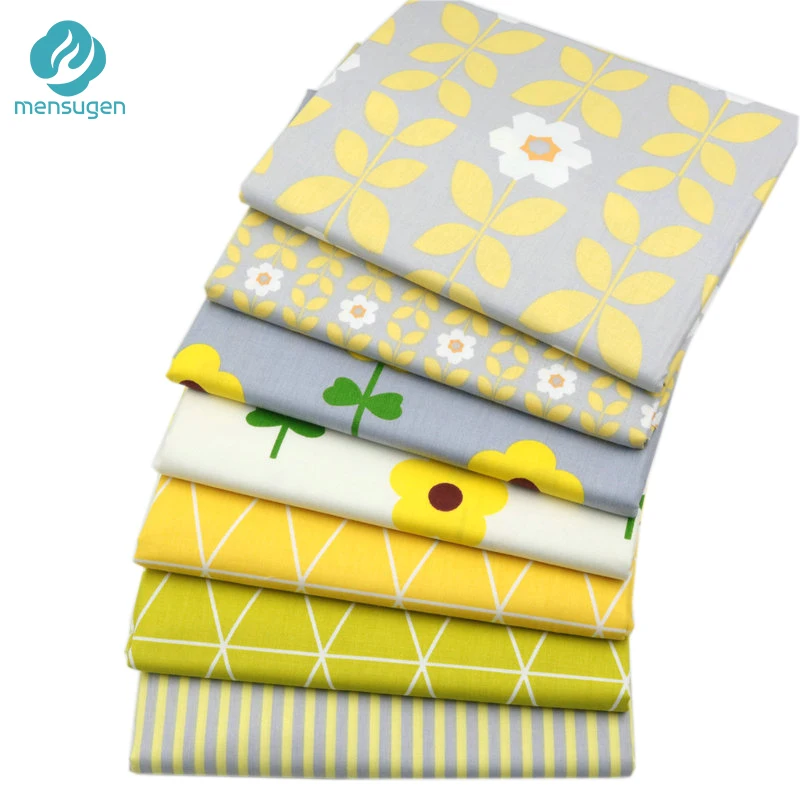 

7pcs Fat Quarters Bundle 18"x22"/46cmx56cm Yellow Flower 100% Cotton Fabric for Quilting Patchwork Sewing Telas