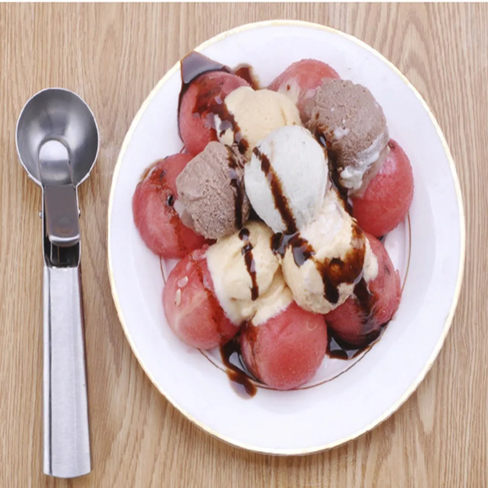 Ice Cream Scoops Stainless Steel Fruit Digger Non-Stick Spoon Tool Ice Cream Ball Maker Kitchen Tools for Watermelon Cake