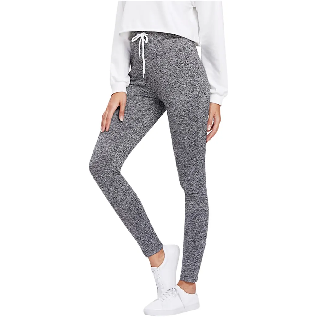 

Fashion Womens Elastic Drawstring Solid Leggings Sport Casual Fitness Yoga Pants seamless leggings sportswear