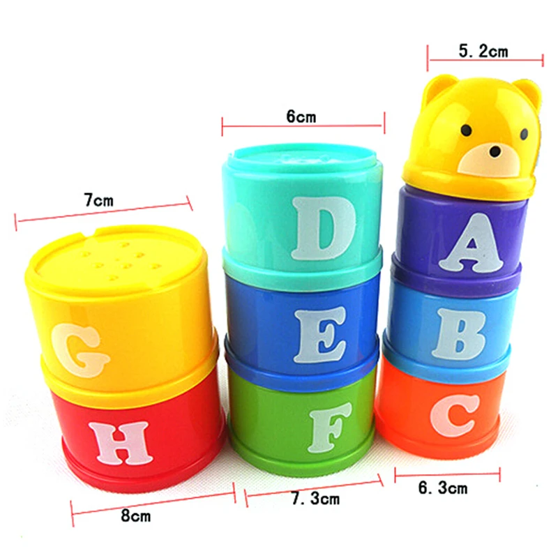 9PCS Mini Bear Stack Cup Educational Baby Toys Rainbow color Figures Folding Tower Funny Piles Cup Letter Toy for Kids 9PCS Mini Bear Stack Cup Educational Baby Toys Rainbow color Figures Folding Tower Funny Piles Cup Letter Toy for Kids
