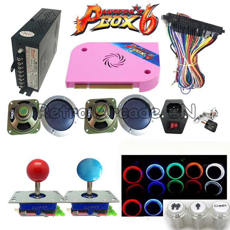 New Arrival DIY kit with Original Pandora Box 6 PCB 1300 in 1 Board joystick LED button For HDMI/VGA Arcade Game Machine