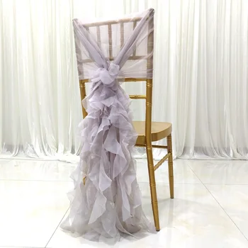 

Hot Sale 10 Pcs/Set Organza Chair Sashes Flower Spandex Organza Chair Decoration Wedding Party Festival Chair Covers and Bows