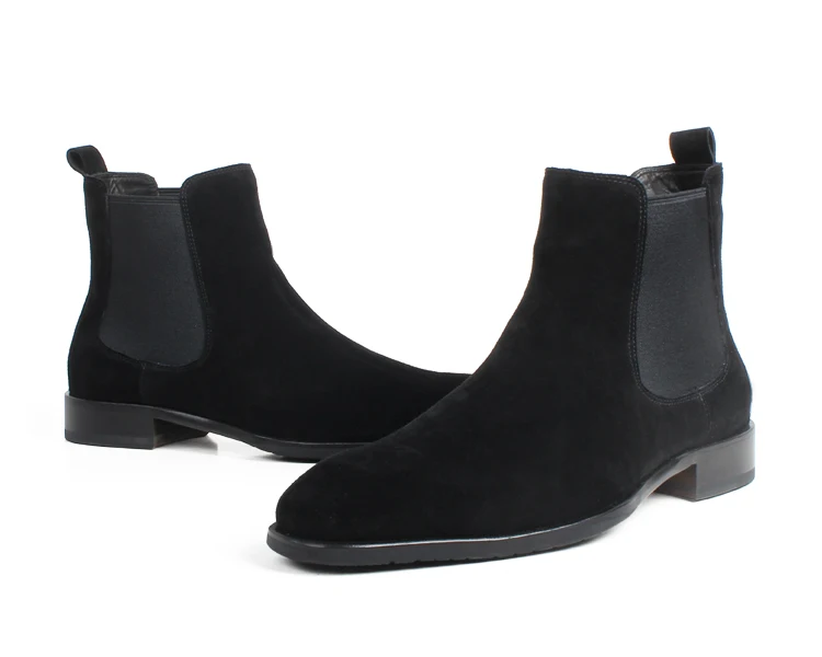 VIKEDUO/ г. Осенние новые модные мужские ботинки «Челси» из коровьей замши на плоской подошве, черная замшевая обувь ручной работы без шнуровки, обувь для вождения, Hombre