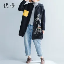 Kawaii мультфильм печатных Женская зимняя куртка корейского размера плюс толстый бархат пальто кардиган ветровка Cortaviento Mujer 4XL 5XL