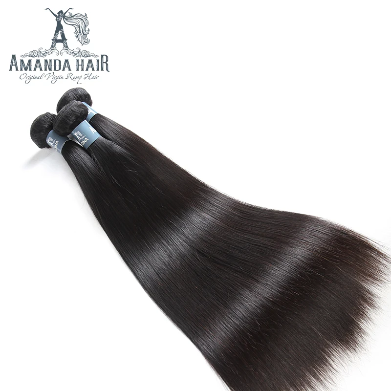 

Amanda Hair Products Brazilian Virgin Hair Straight Human Hair Weave Bundles Deals 100% Unprocessed Straight Human Hair 1Pcs