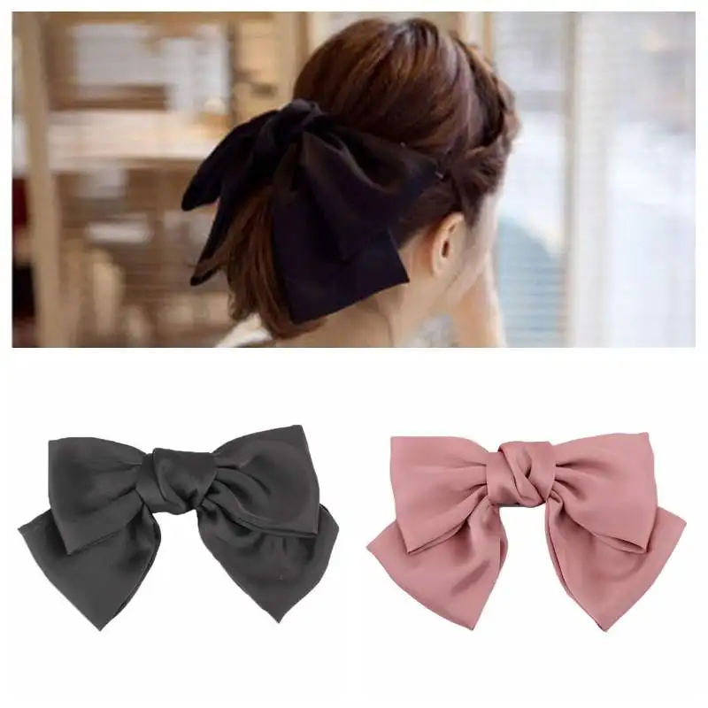 

Big Large Silk Bow Barrettes Beautiful Girls Bowknot Hair Clip Hairpin Women Hair Accessories
