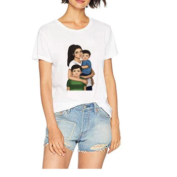 

Mom and Boy Cute White T-shirts Girl 100% Cotton Summer O-Neck Tops Base Shirt Lovely Tees Mother's Gift T Shirt Woman