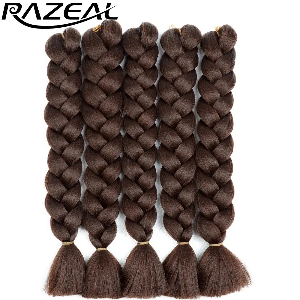 Razeal 24 дюймов 100 г Ombre jumbo косы 5 шт. химическое Brading волос крючком волос высокого Температура волокно - Цвет: T1B/33/27