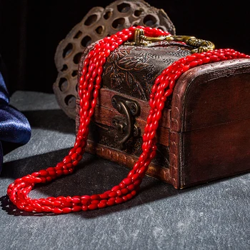 

New Bohemian statement necklace fashion charm stone multi-layer meter 100% natural coral long necklace women's fine jewelry