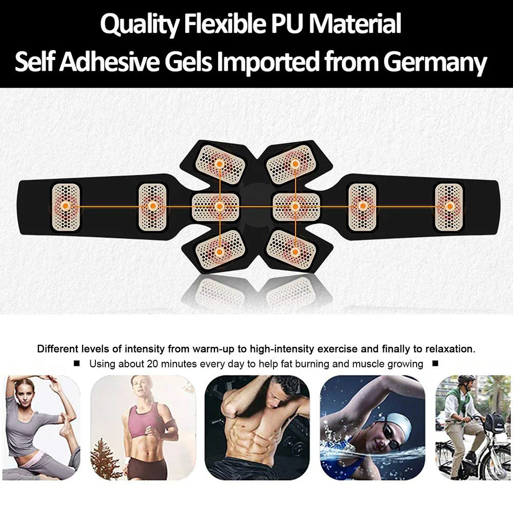 ABS Stimulator Muscle EMS Abdomen Muscle Trainer Toner Toning Belt Home Gym Office Fitness Equipment for AbdomenArmLeg (7)
