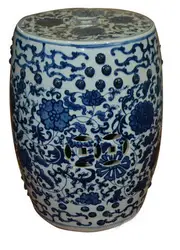 Антикварная китайская лотосы ручной росписи с цветочным узором белого и голубого цвета в Керамика садовая мебель стул