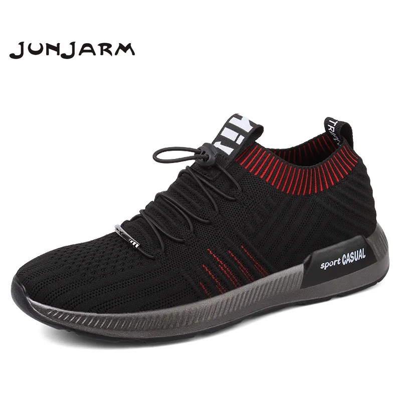 

JUNJARM Brand Summer Men Sneakers Beathable Mesh Men Casual Shoes Men Sock Shoes Loafers Boys Super Light Sock Trainer Shoes