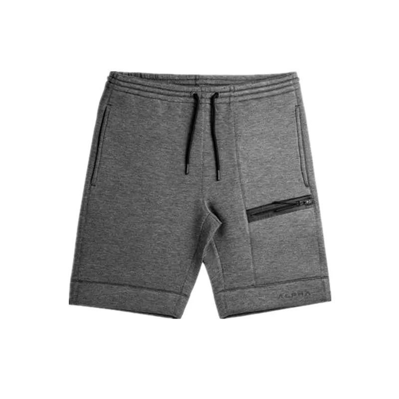 

ALPHA 2019 Summer New Fashion Brand Men Gyms Shorts Zipper Patchwork Fitness Bodybuilding Short Pants Kneel Length Pants 4 Color