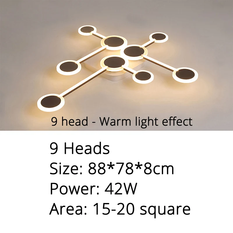 Современные светодиодные потолочные лампы для гостиной, современный светильник с дистанционным управлением, светильник для спальни, Домашний Светильник ing - Цвет корпуса: 9heads 88x78x8cm