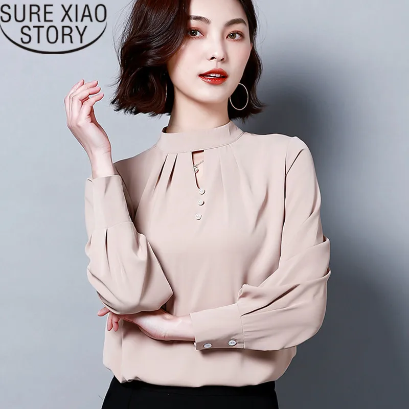 

2021 Spring Ladies Fashion Work Office Chiffon Women Shirt Long-sleeve Solid Color Elegant Wild Women Tops And Blouses 2206 50