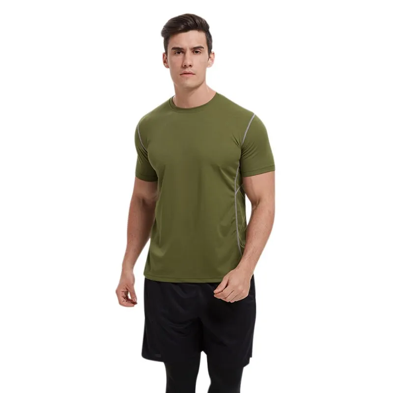 

Men Casual Short Sleeve Breathable Bottoming Shirt Round Collar T-shirt Solid Color Tops